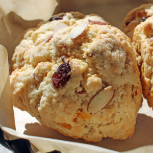 Seasonal Sconehenge (cherries, apricots, almonds, almond extract)